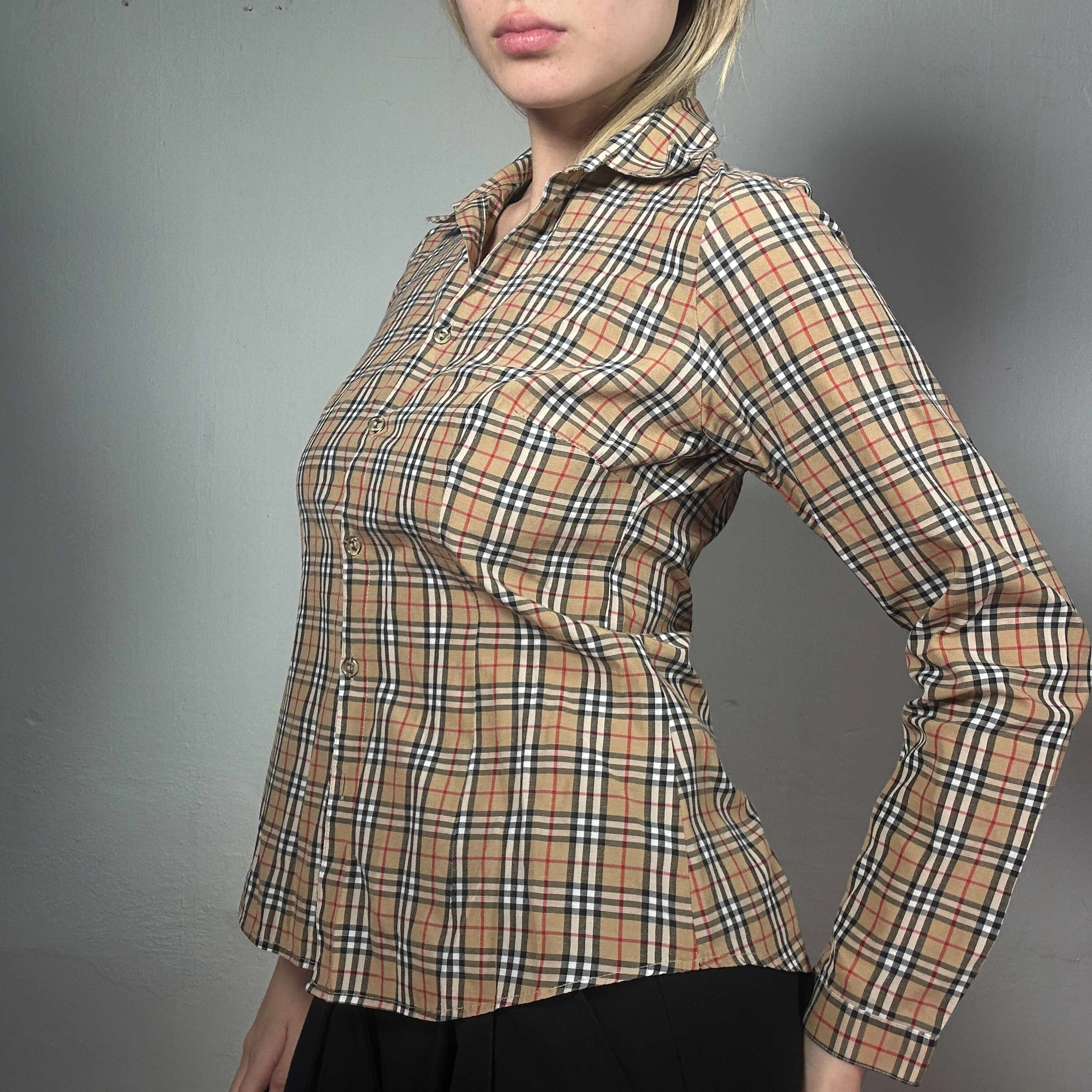 Vintage 90’s Classic Beige Check Longsleeve Shirt (S)